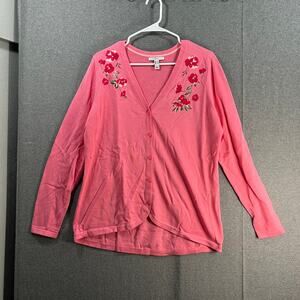 Isaac Mizrahi LIVE! Button-Front Sweater Cardigan Pink Sugar Size Medium